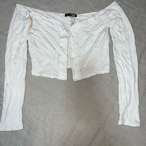 Fashion Nova Cream Button-Up Top